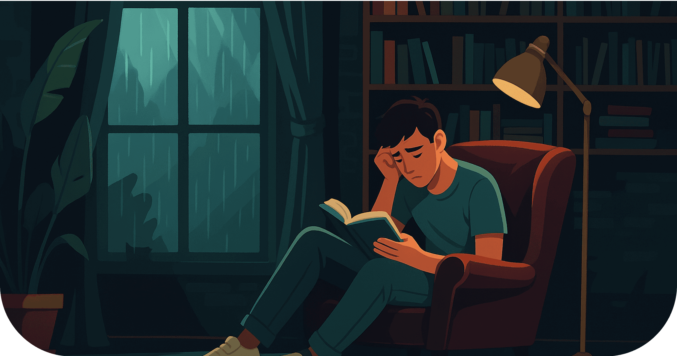 Person reading on couch
